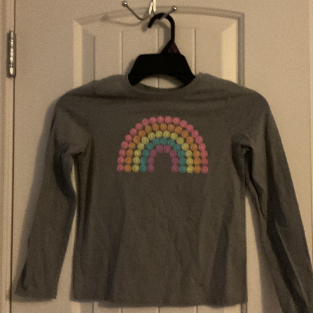 Cat & Jack Gray Long Sleeve Shirt with Colorful Rainbow